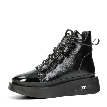 Robel dámské kožené kotníkové boty na zip - černé