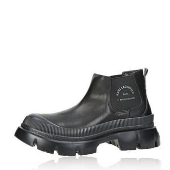 Karl Lagerfeld dámské kožené kotníkové boty na hrubé podrážce  - černé