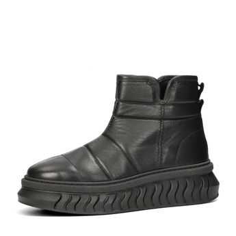 ETIMEĒ dámské kožené kotníkové boty na zip - černé