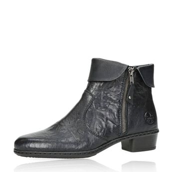 Rieker dámské stylové kožené kotníkové boty - černé