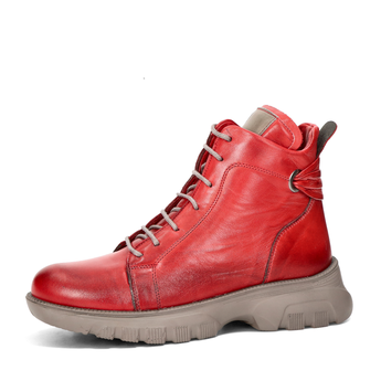 Robel dámské kožené kotníkové boty - červené