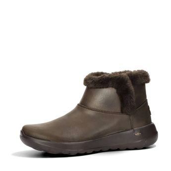 Skechers dámské komfortní kotníkové boty s kožešinou - tmavohnědé