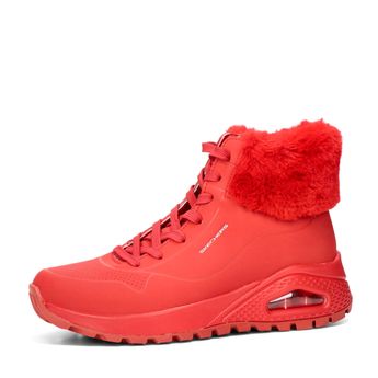 Skechers dámské zimní kotníkové boty s kožešinou - červené