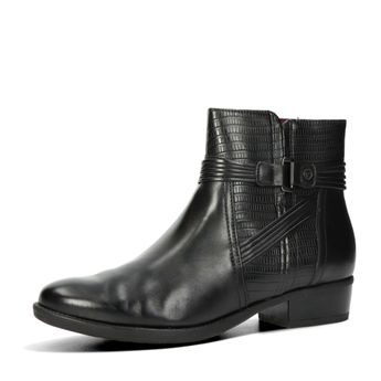 Tamaris dámská kožená kotníková obuv na zip - černá